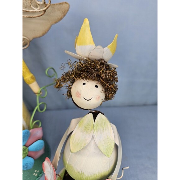 Angel Figurines Metal Wire Art Set of 2 Hanging Patio Garden Hand Made Decor - Picture 2 of 11